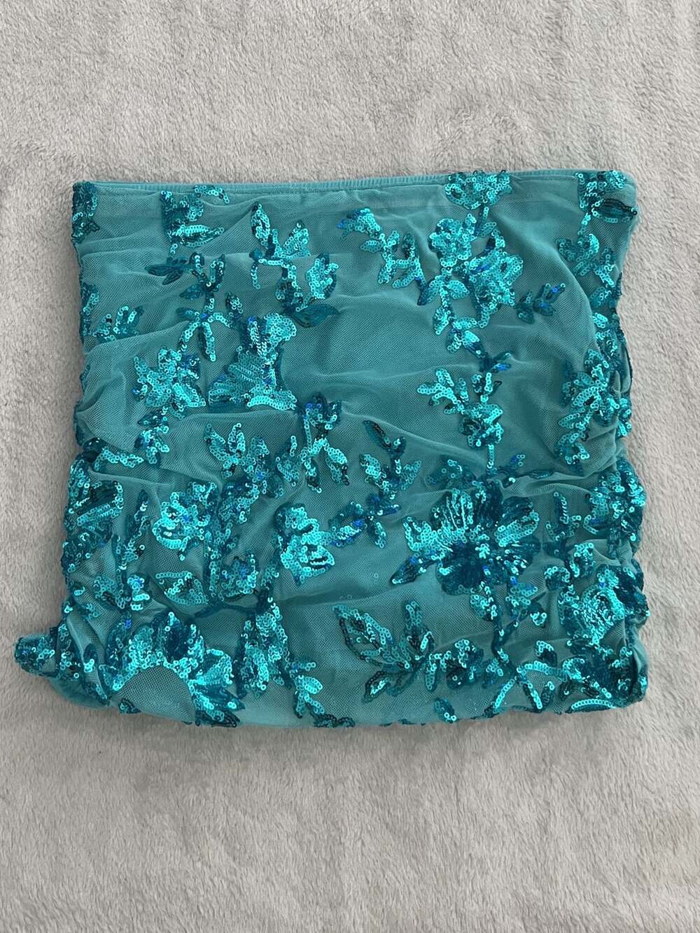 MAKEMECHIC Sequin Mesh Tube Top Size S Teal